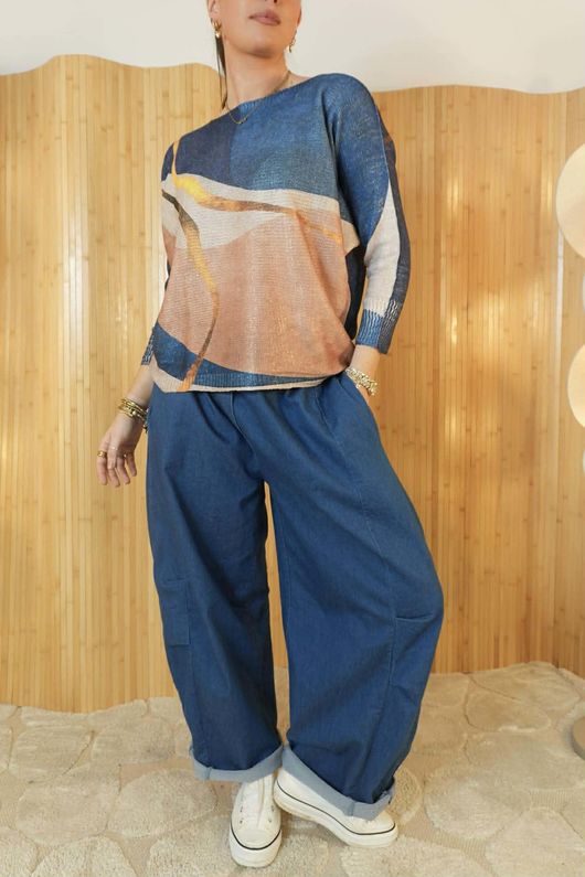 Raven Relaxed Knit Top Riley Navy /16=